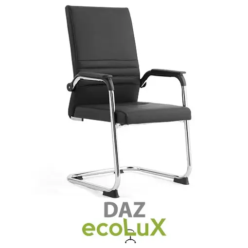 Silla de espera DAZ Ecolux tapizada en negro con apoyabrazos y base cantiléver cromada — MobelArt El Salvador